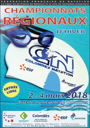 Affiche Championnats Regionaux Natation Colombes 2018 Web